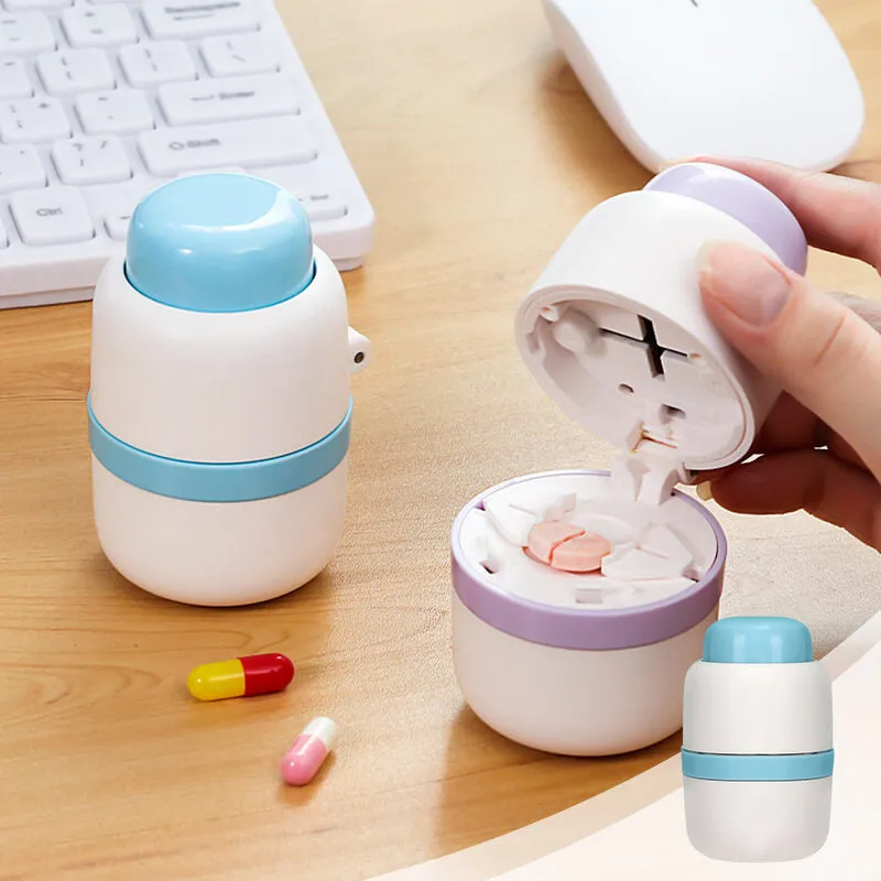 2 In 1 Portable Pill Cutter Storage Container