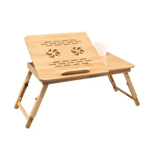 Adjustable Bamboo Laptop Desk, Portable, Sturdy, Folding,  EKKIO