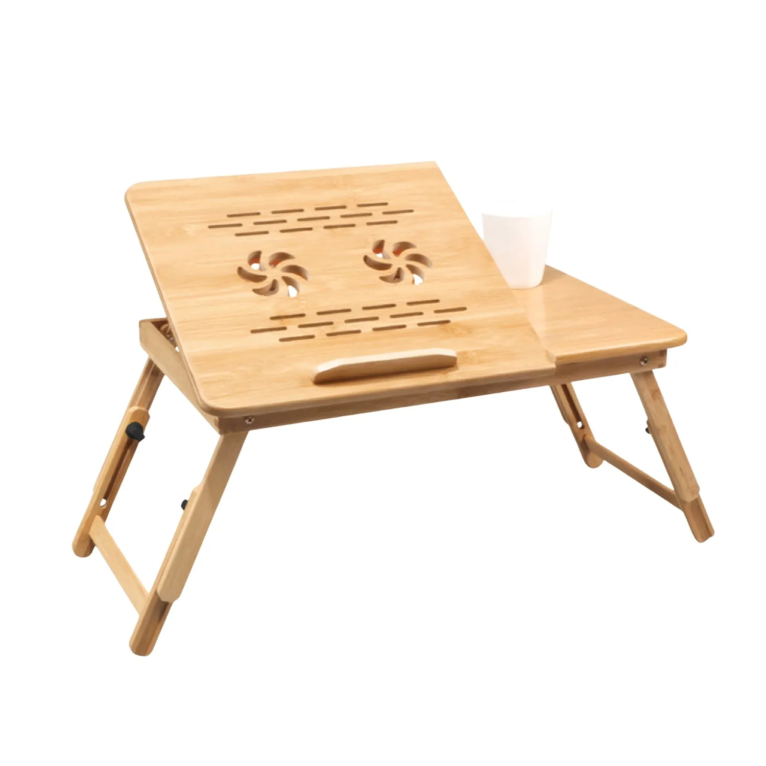 Adjustable Bamboo Laptop Desk, Portable, Sturdy, Folding,  EKKIO