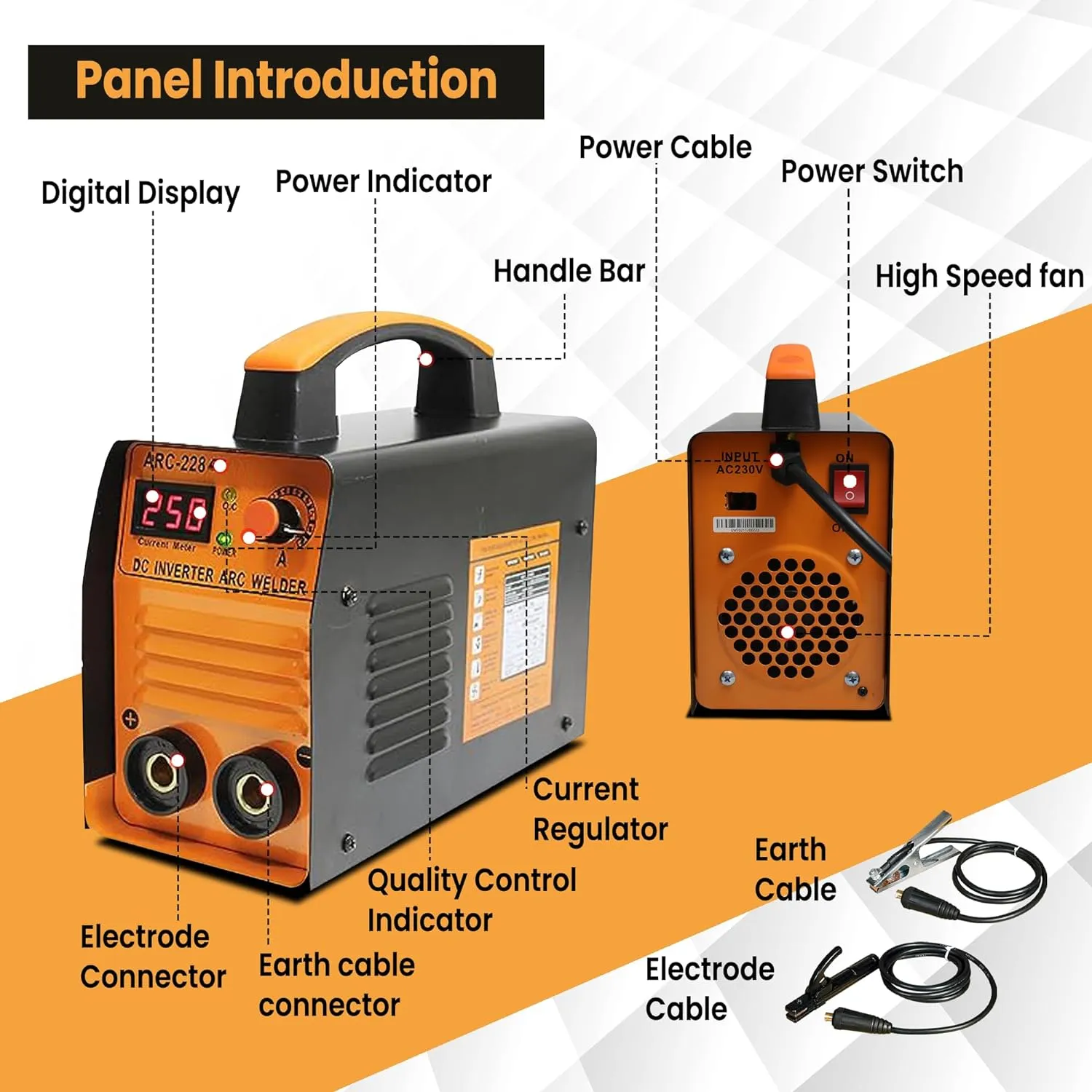 Aegon ARC 228D Portable Inverter Welding Machine (IGBT, Single Phase) 250 Amp With Hot Start and Anti-Stick Functions