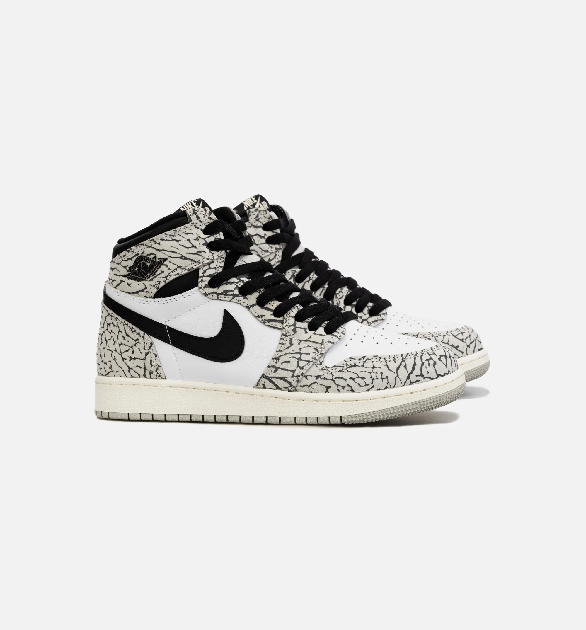 Air Jordan 1 Retro White Cement Grade School Lifestyle Shoe - White/Grey