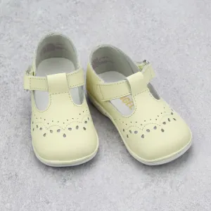 Angel Baby Girls Ecru Leather T-Strap Mary Janes