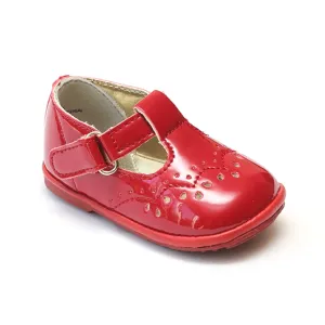 Angel Baby Girls Patent Red T-Strap Mary Janes