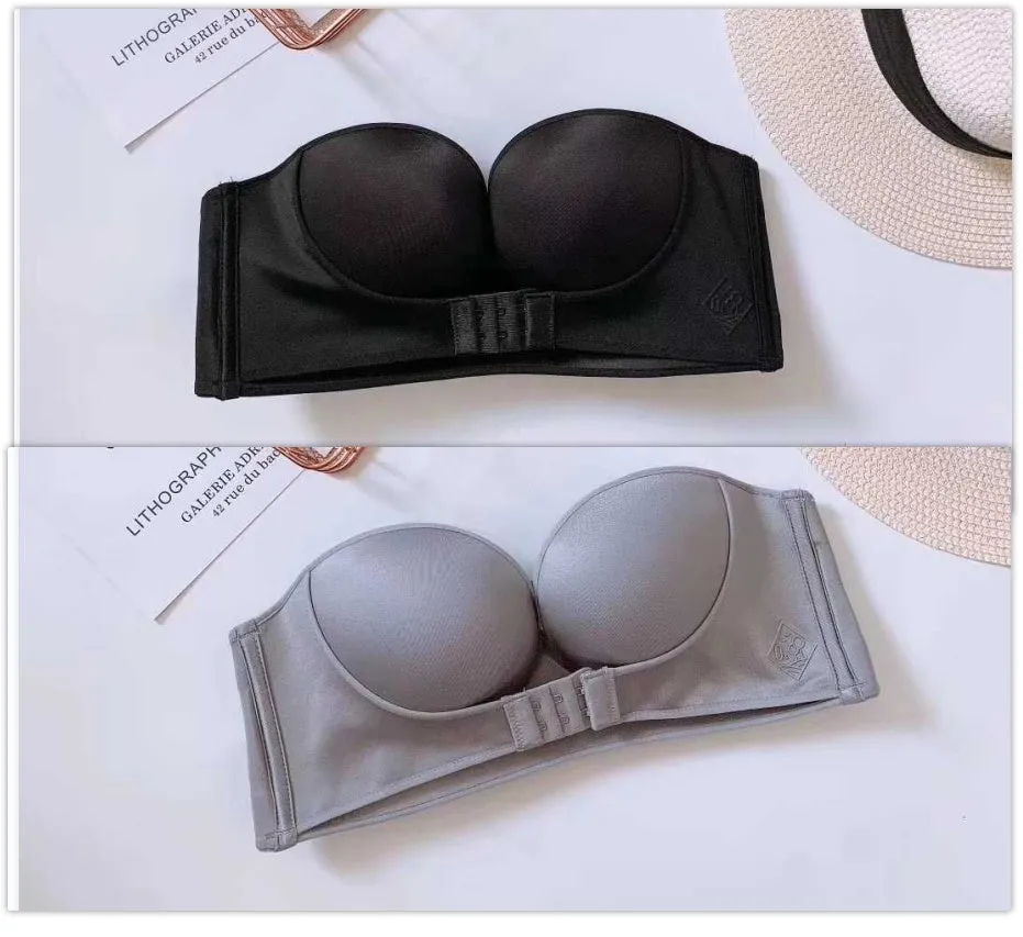 Anti-Glare One-Piece Gathered Up Strapless Bra