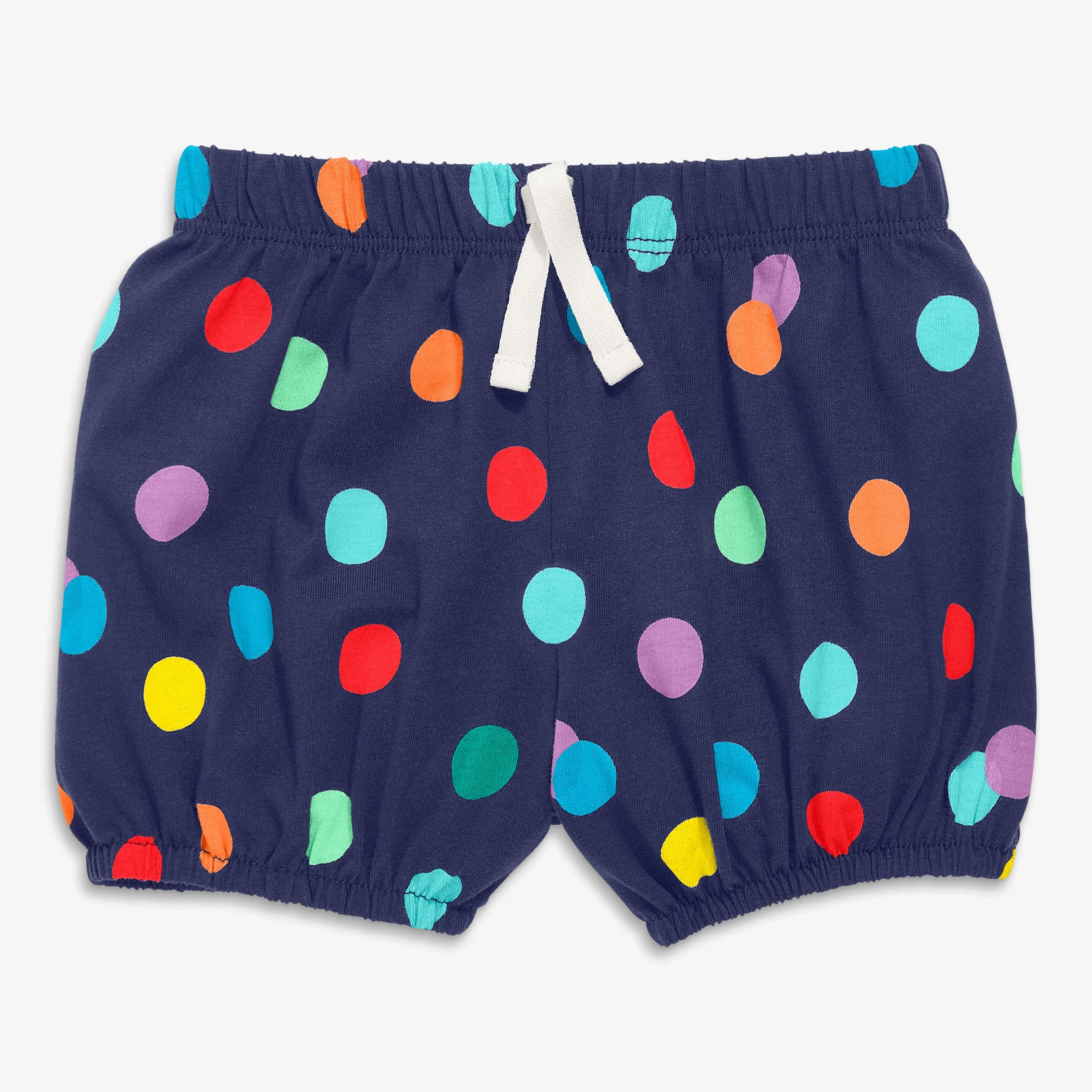 Baby bubble short in rainbow confetti dot