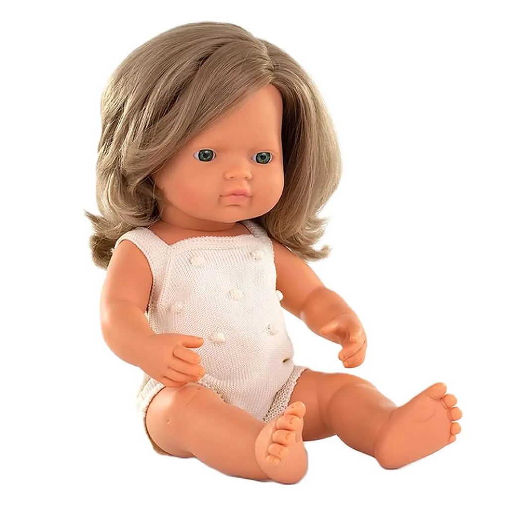 Baby Doll Dirty Blond Caucasian in Cream Rompers