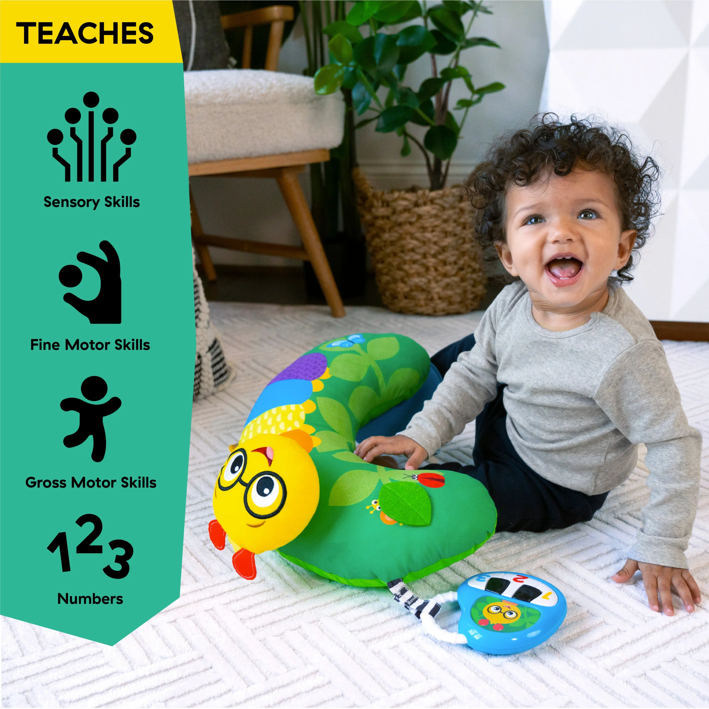 Baby Einstein Cal-a-Pillow Tummy Time Activity Pillow, Multisensory, Ages 0  Months