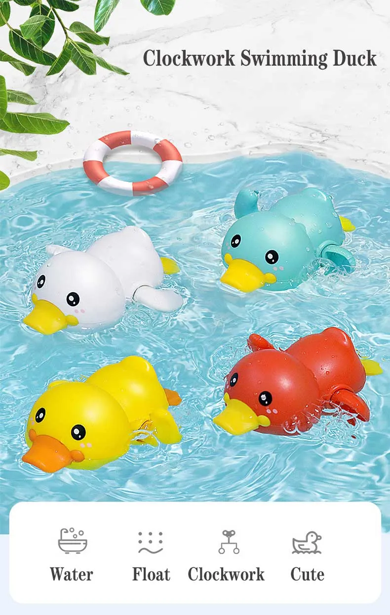 Bathroom Bath Shower Baby Clockwork Swimming Children Play Water Cute Little Yellow Duck Bathing Bathtub Toys For Kid