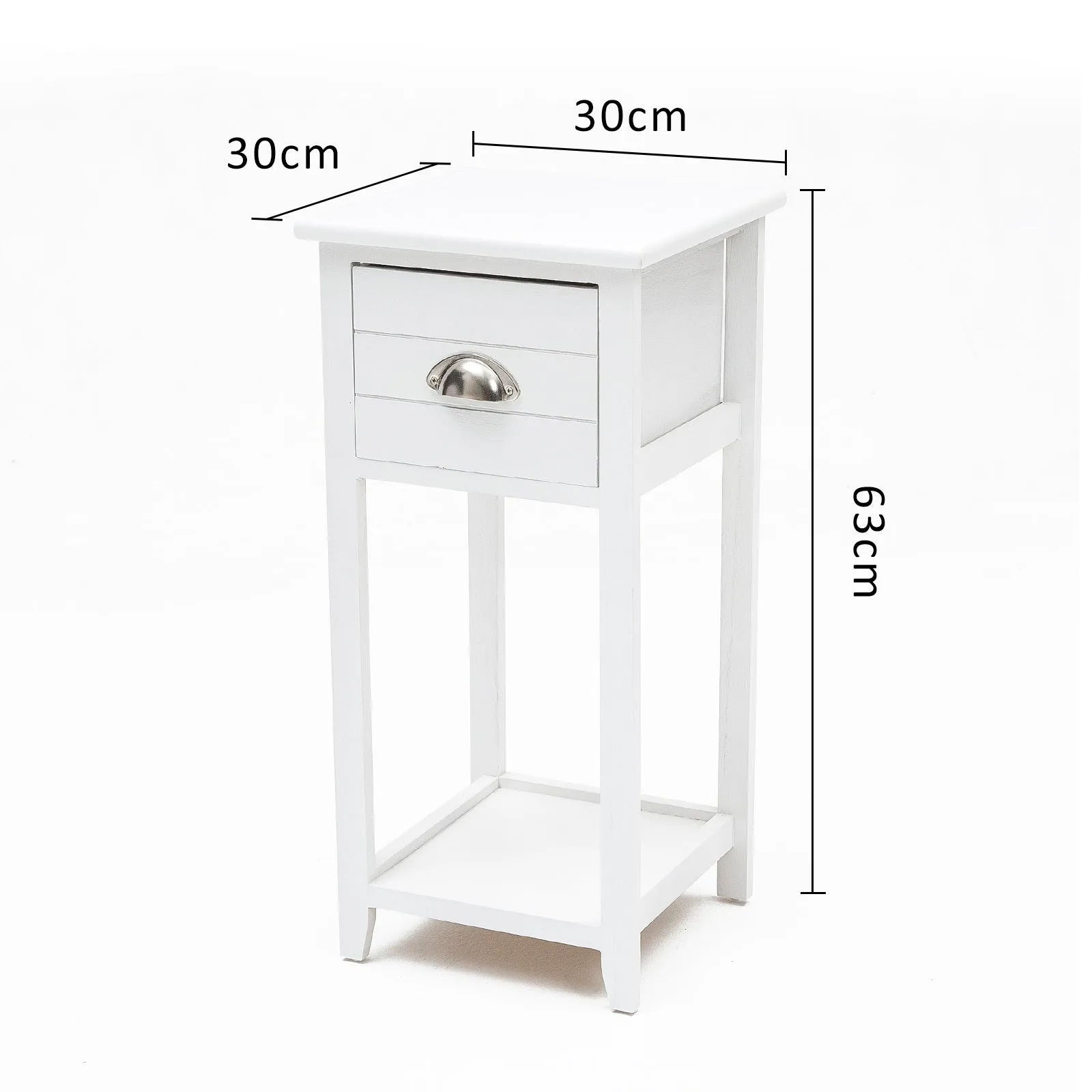 Bedside Table Drawer Vintage Side Table Storage Cabinet Bedroom VALERIE WHITE