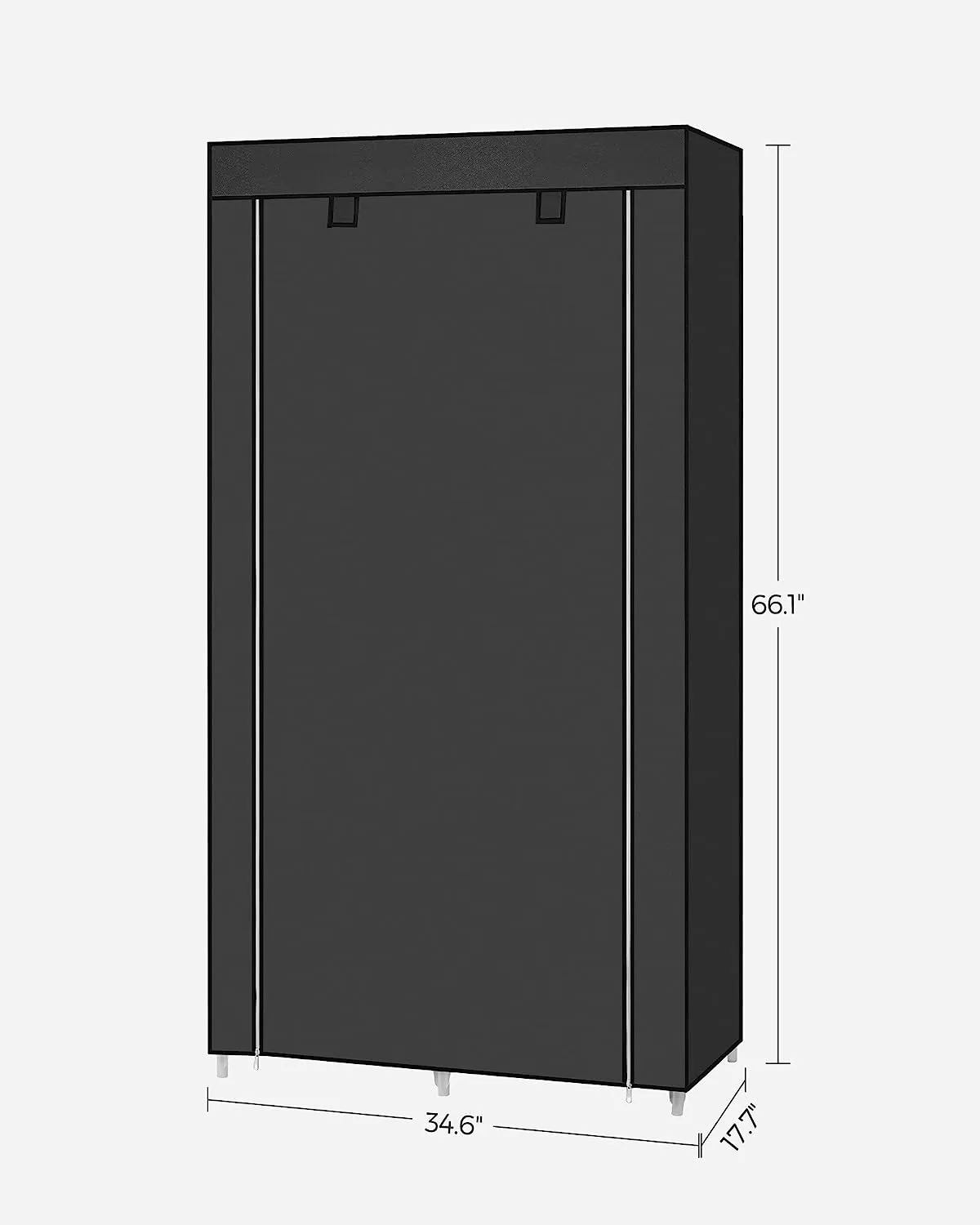 Black Portable Clothes Storage 6 Shelves 1 Rail - SONGMICS