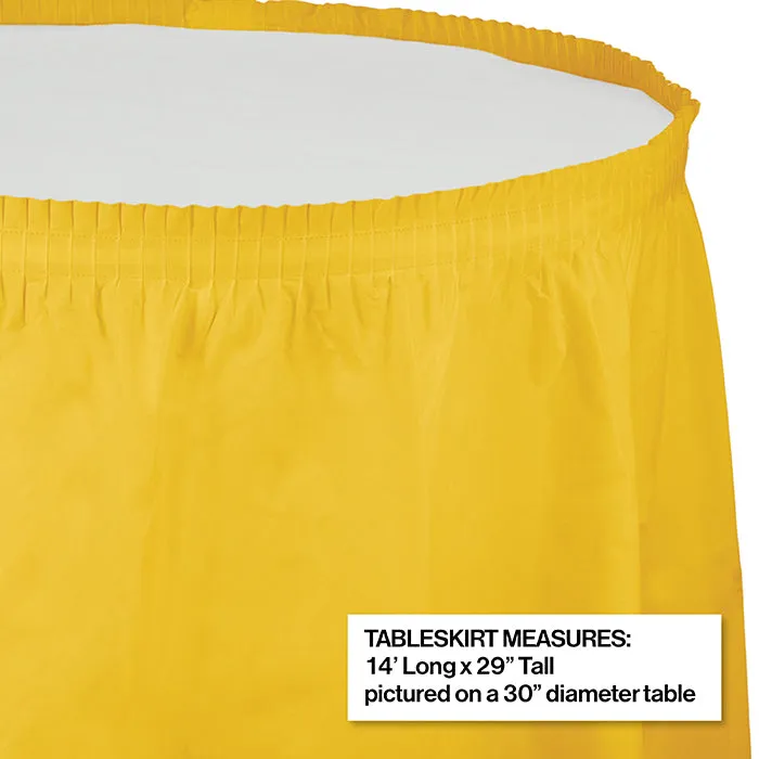 Bulk School Bus Yellow Plastic Tableskirt 29 inch x 14 ft (6 per Case)