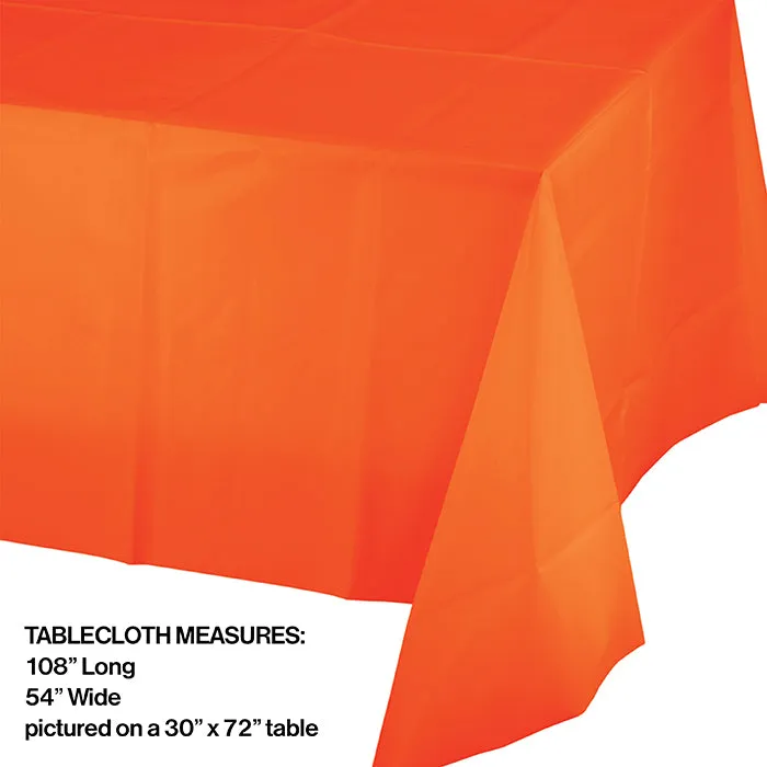 Bulk Sunkissed Orange Plastic Table Covers 54 inch x 108 inch (12 per Case)