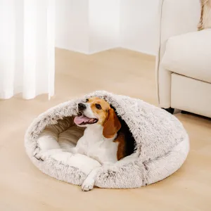 Calming Plush Semi-Enclosed Pet Nest Pita Bed For Dogs