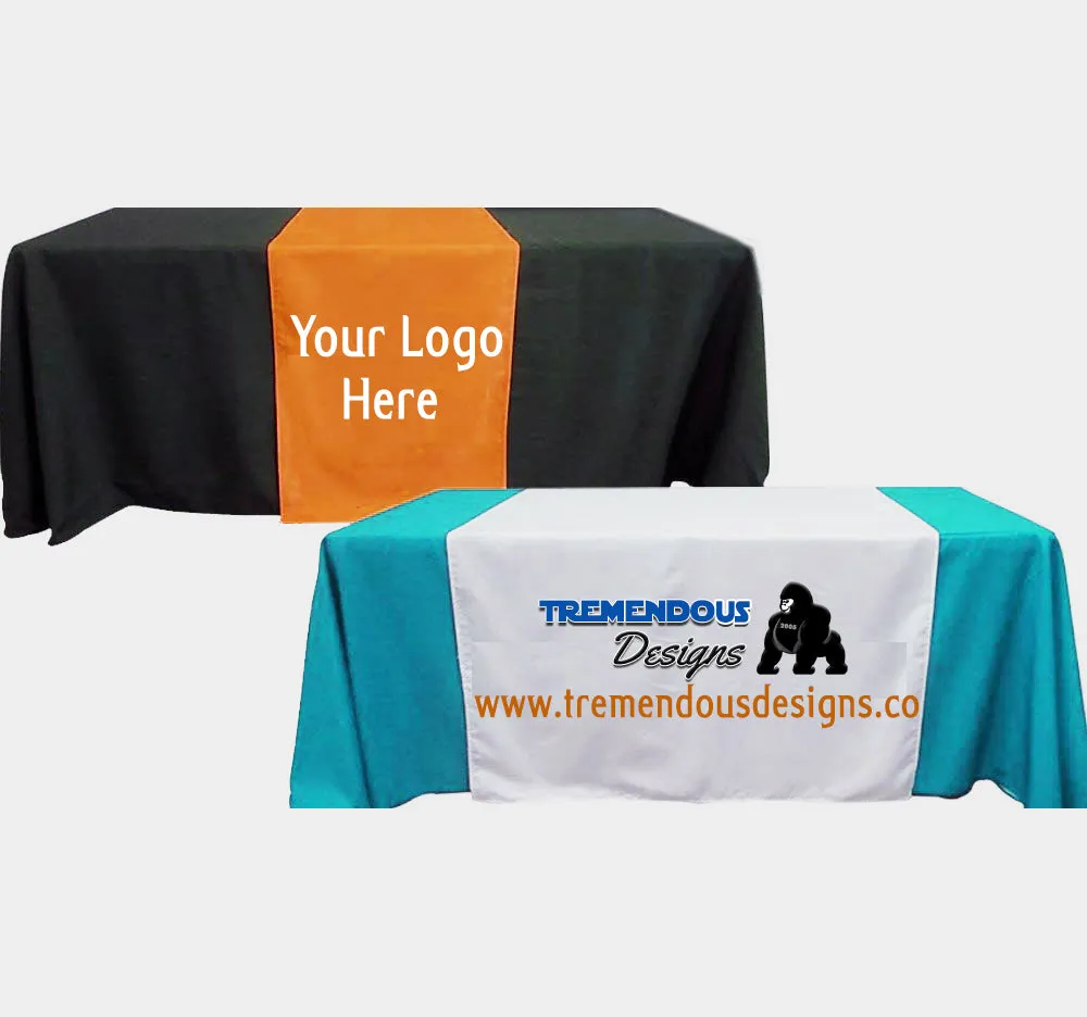 Customize Table Runner with your logo or Design From 30"x72"  to  30"x90"  Great for trade show booths