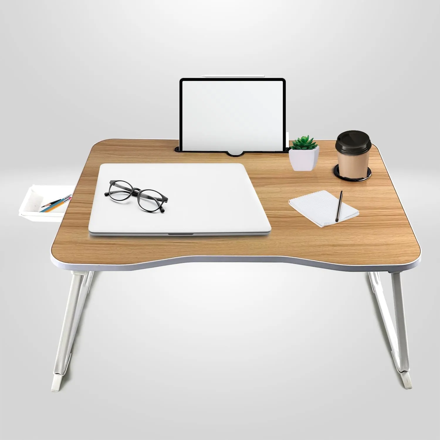 Extra Large Portable Bed Laptop Desk, Cup Holder, Drawer - Ekkio