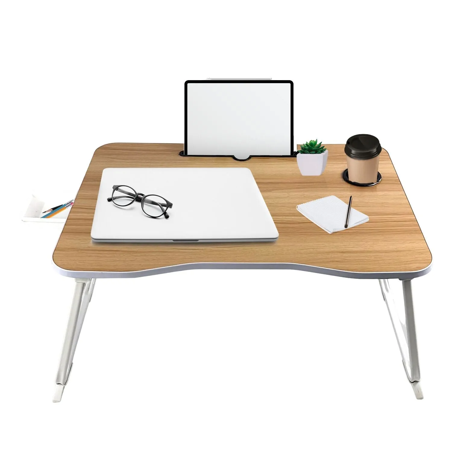 Extra Large Portable Bed Laptop Desk, Cup Holder, Drawer - Ekkio