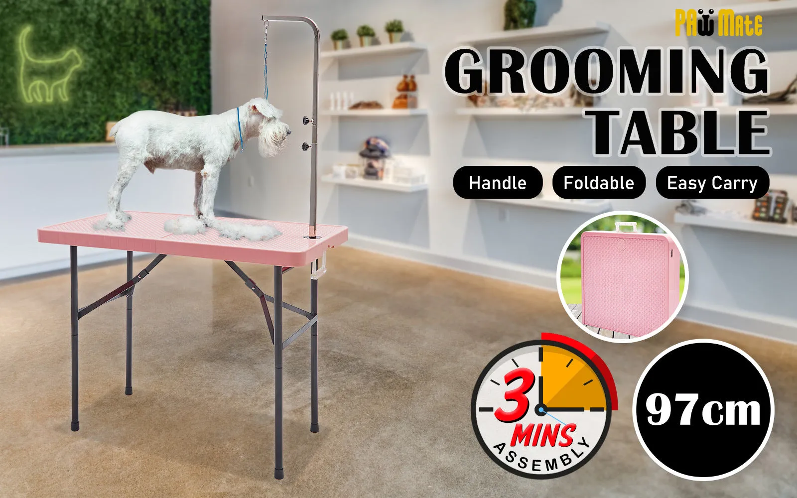 Foldable Pet Grooming Table Anti-Slip Height Adjustable - Paw Mate