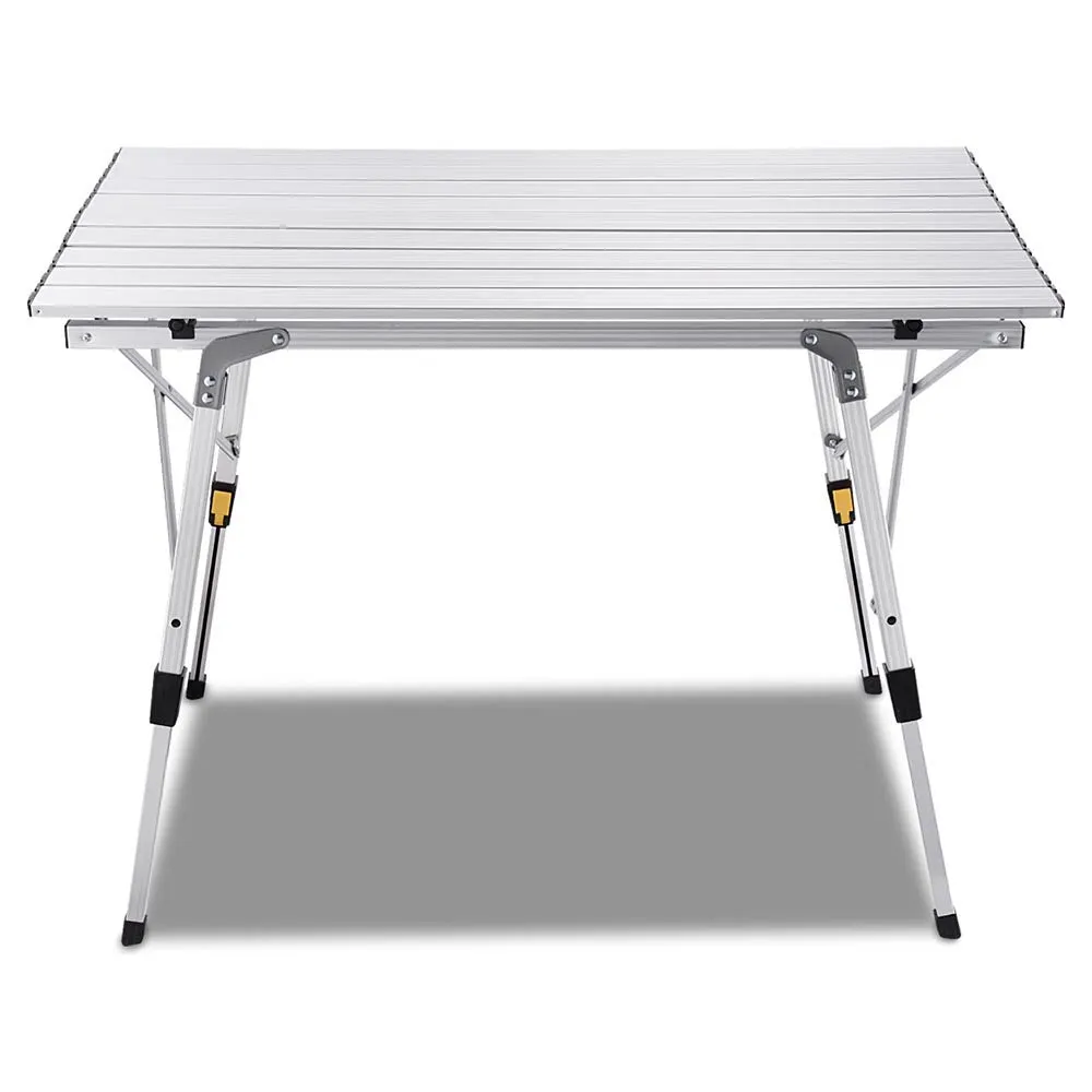 Folding Camping Table Roll Up Aluminum Adjust Height 35"x20"