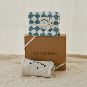 Gift Set - Oat Onesie and Diamond Gauze Blanket