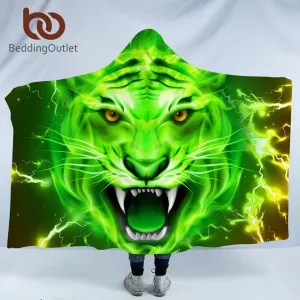 Green Tiger Hooded Blanket