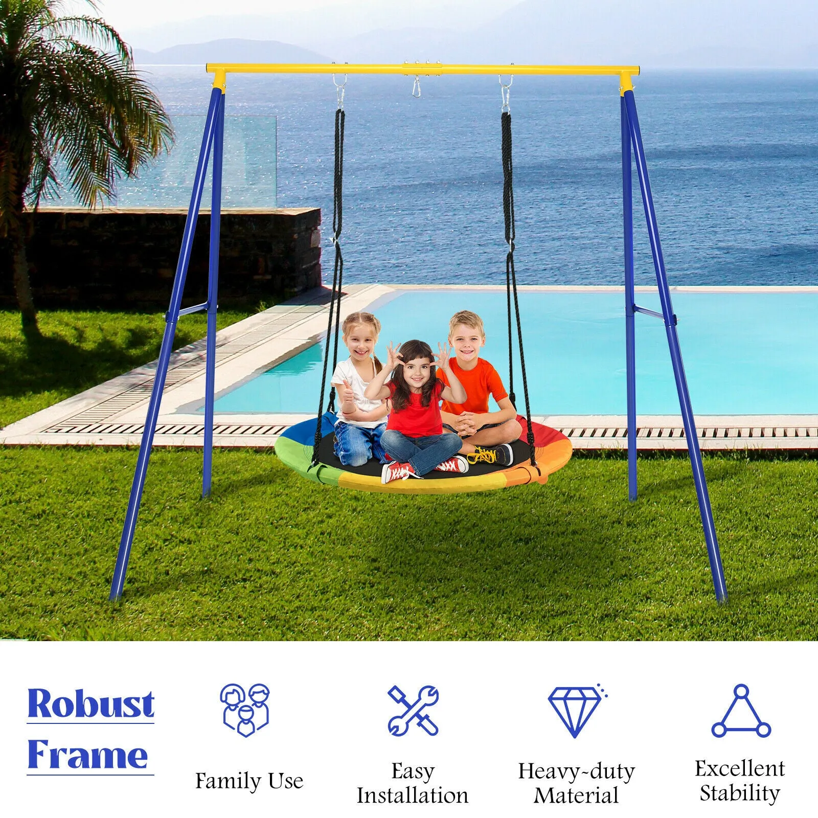 Heavy Duty A-Frame Steel Swing Stand w/ Ground Stakes