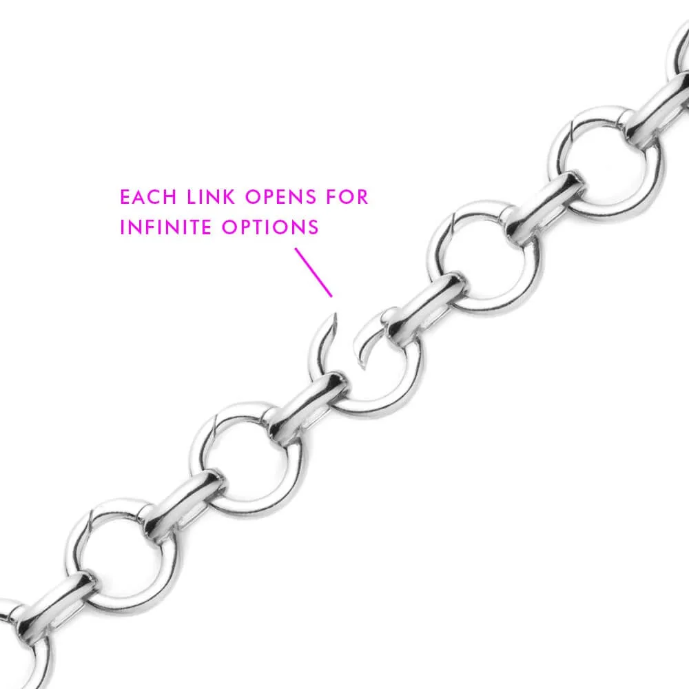 Infinity Link Charm Bracelet, Silver