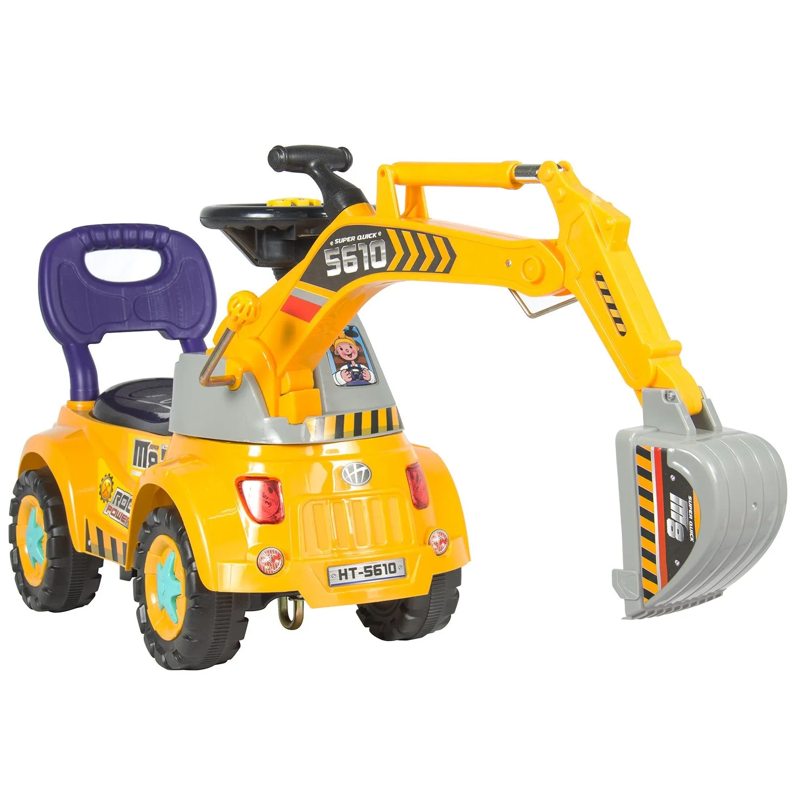 Kids Excavator Construction Ride-On Truck w/ Gardening Set