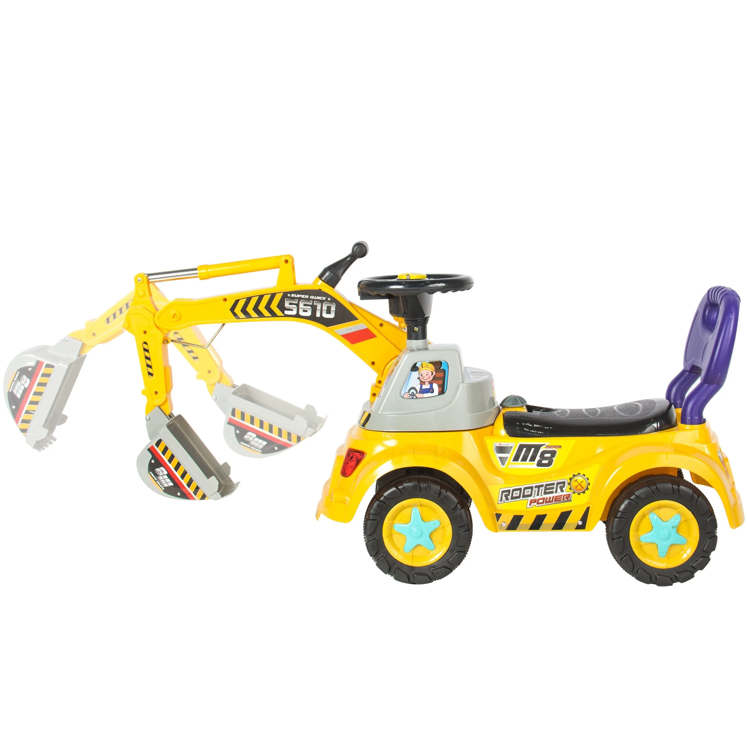 Kids Excavator Construction Ride-On Truck w/ Gardening Set