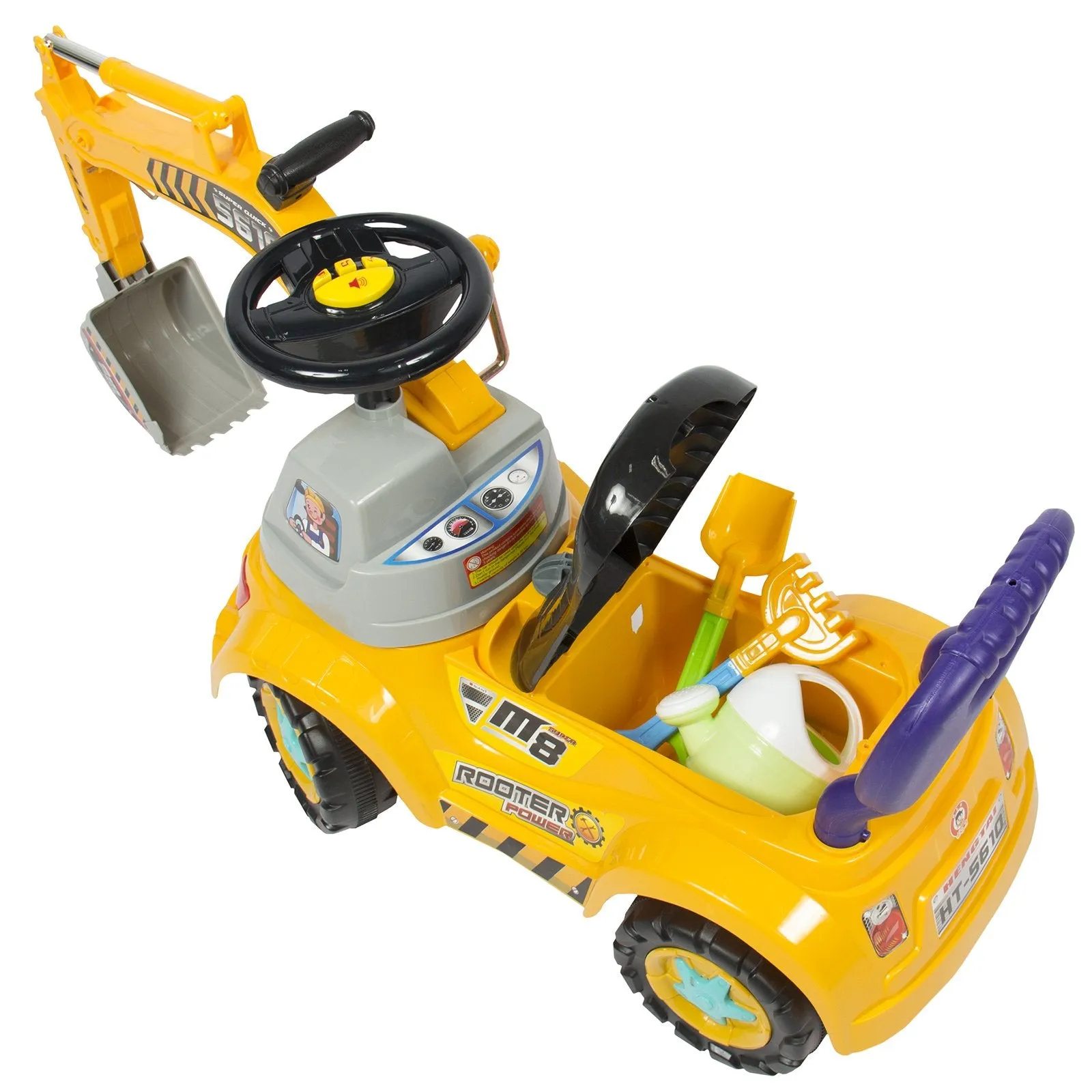 Kids Excavator Construction Ride-On Truck w/ Gardening Set