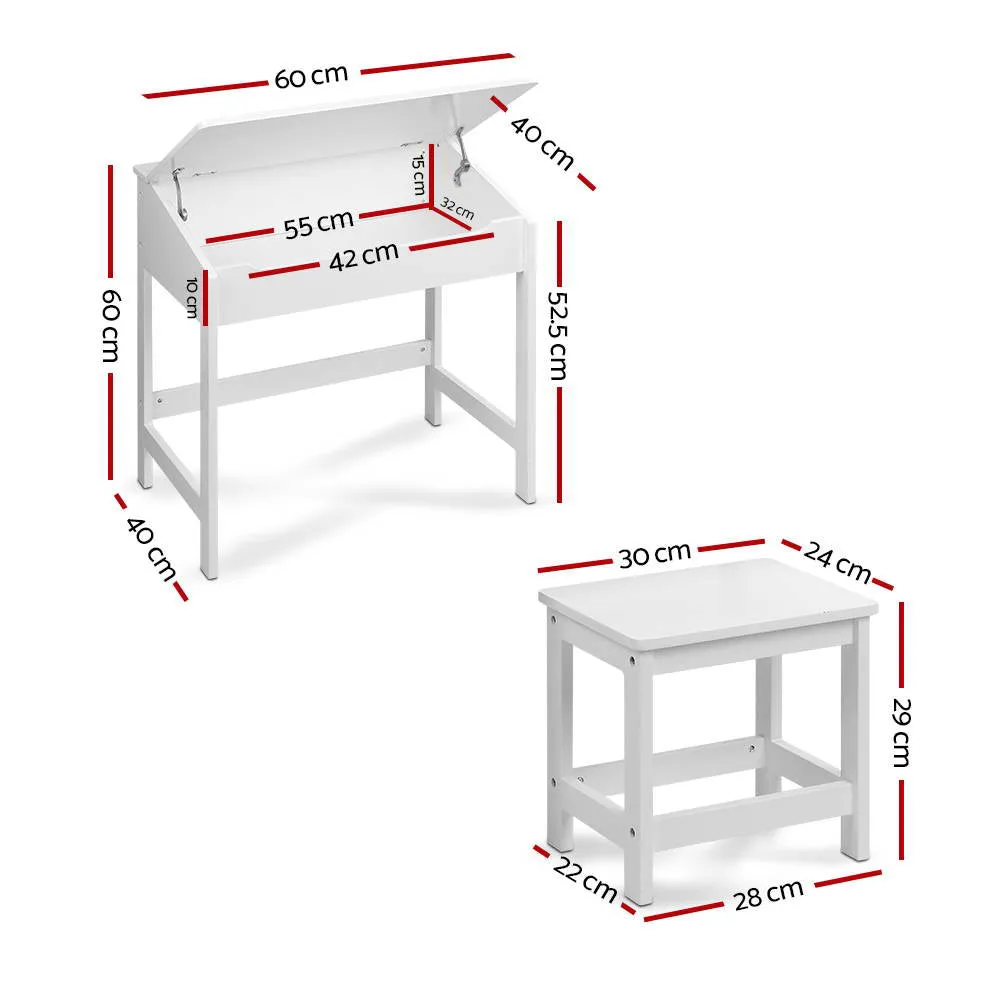 Kids Table and Chairs Set Children Drawing Writing Desk Storage Toys Play