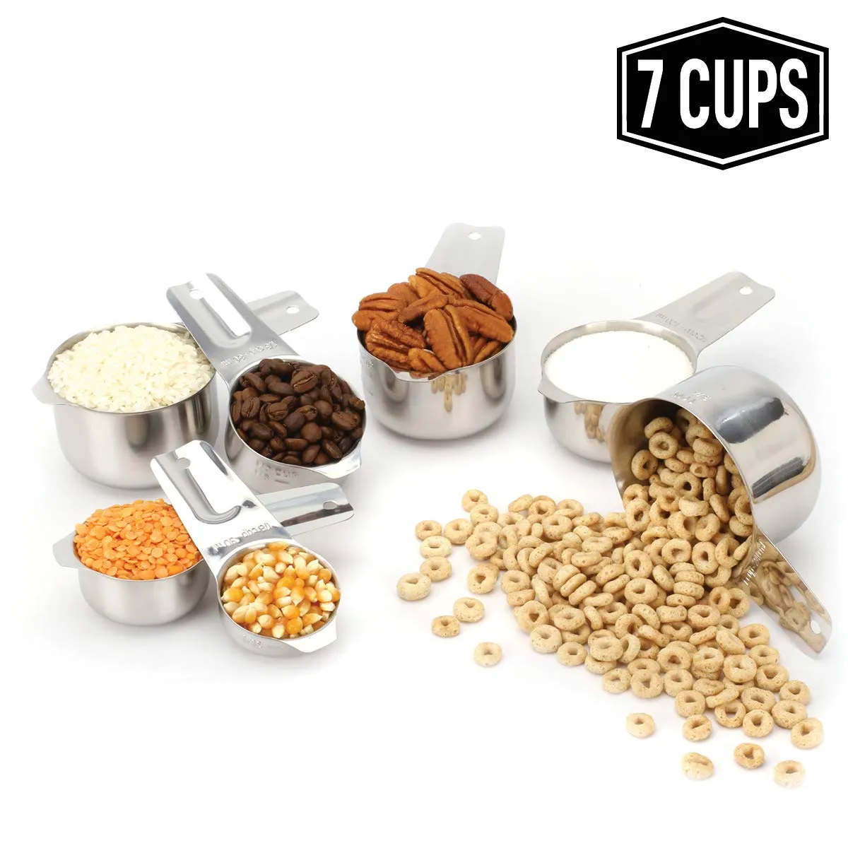 Measuring Cups, Premium 18/8 Stainless Steel Metal, Stackable & Nesting, Accurate