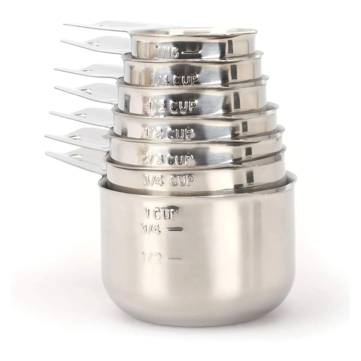 Measuring Cups, Premium 18/8 Stainless Steel Metal, Stackable & Nesting, Accurate