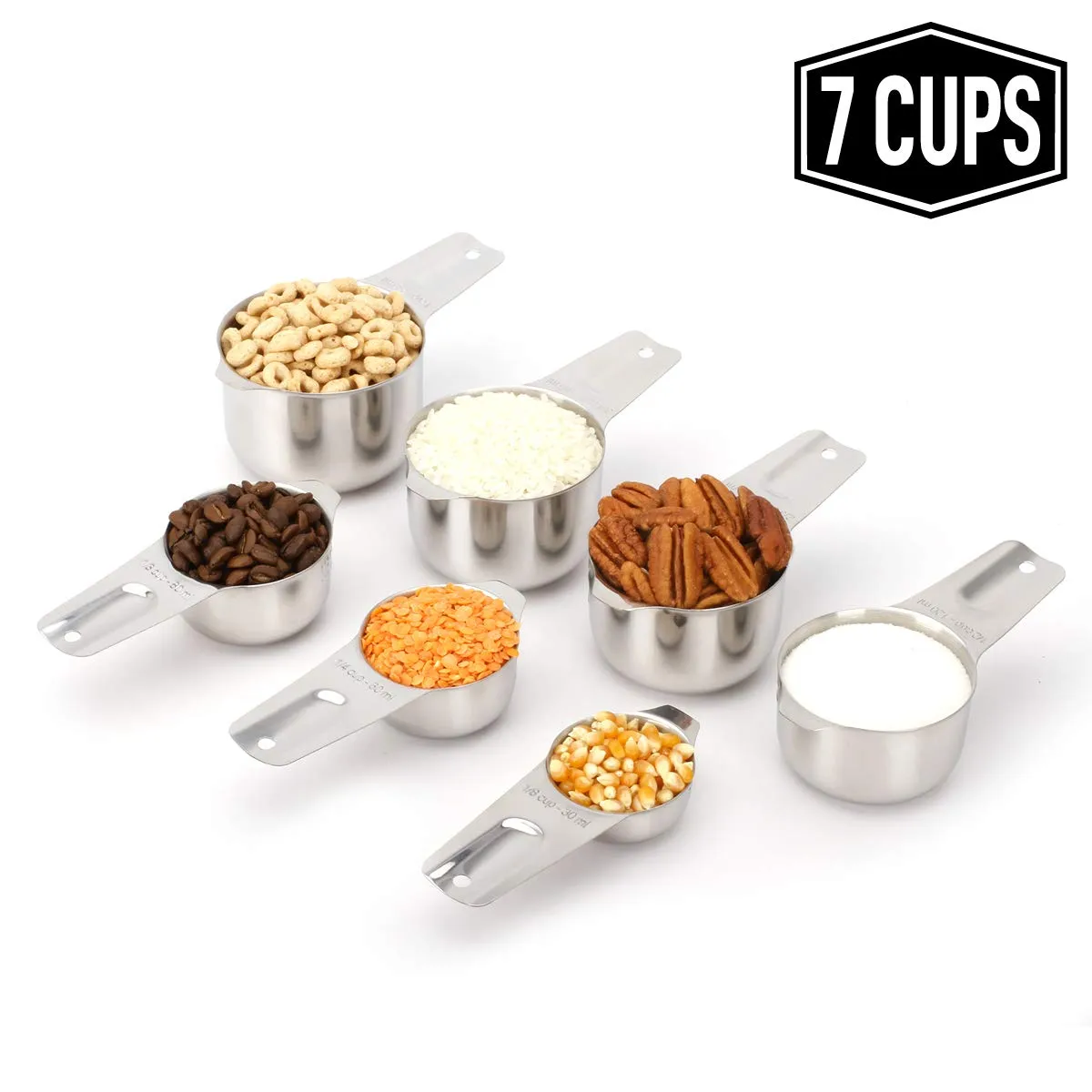 Measuring Cups, Premium 18/8 Stainless Steel Metal, Stackable & Nesting, Accurate