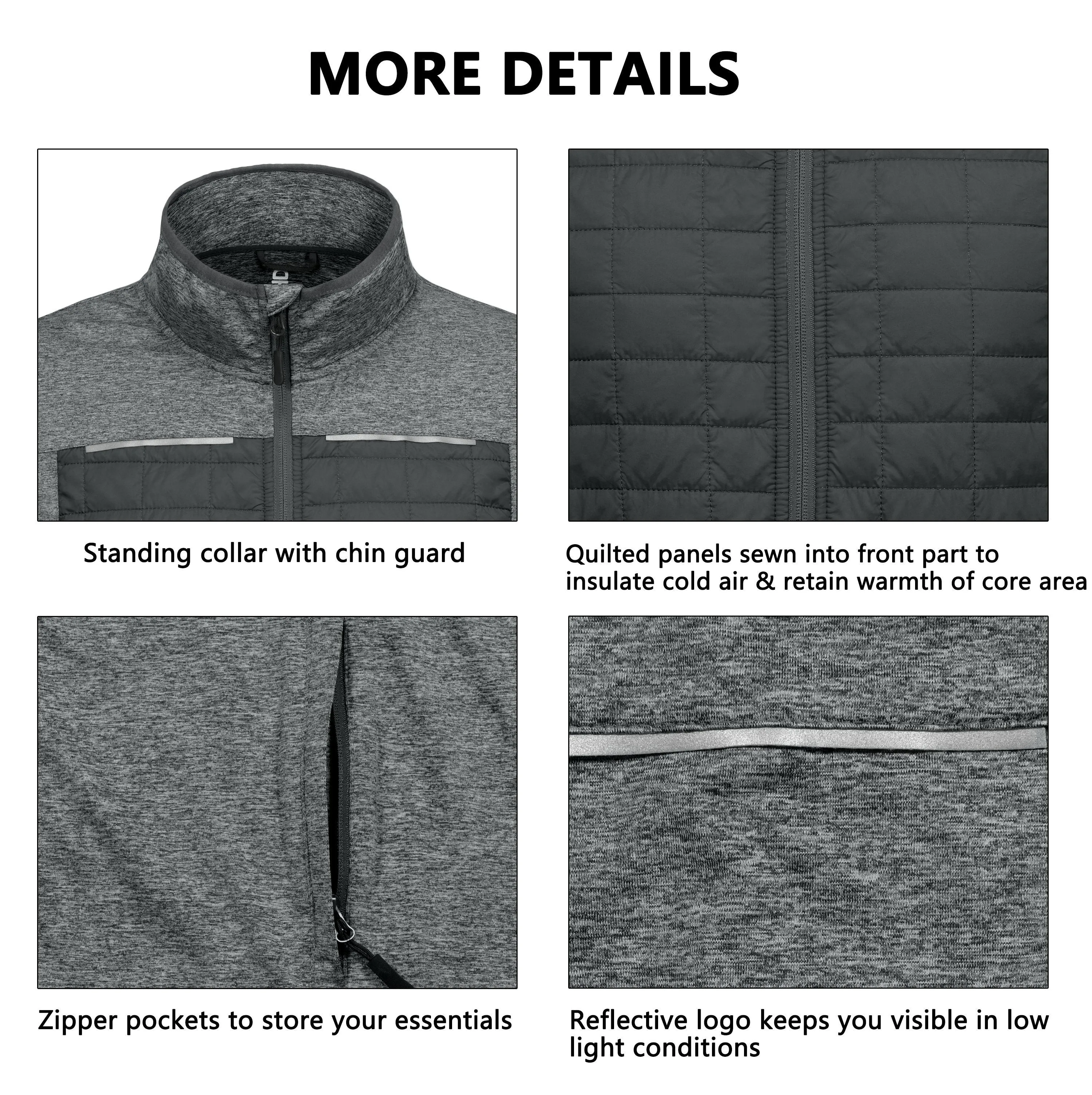 Men's Insulated Full-Zip Running Thermal Hybrid Jacket