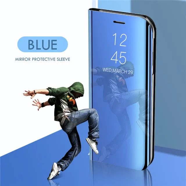 Mirror Flip Case For Samsung Galaxy A10 A30 A40 A50 A70 A80 M20 M30 J4 Plus J6 2018 S7 edge S8 S9 Plus S10 Note 10 Pro 8 9 Cover