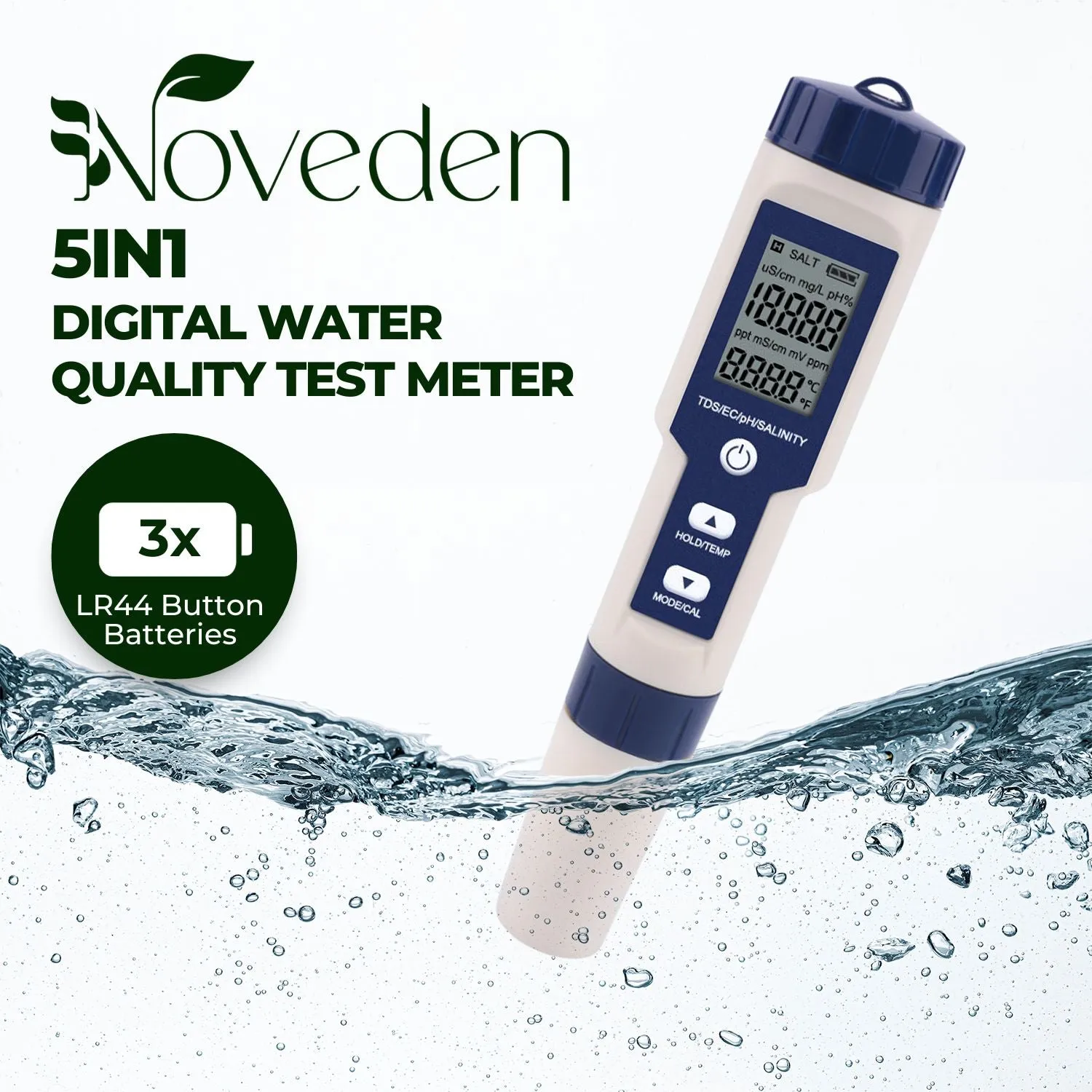 Multi-Function Digital Water Quality Test Meter, 5-in-1, NOVEDEN