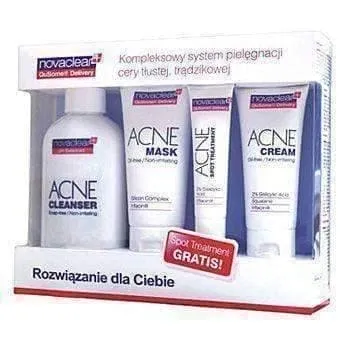 NOVACLEAR Promotional set- Acne Cleanser, Acne Mask, Acne Cream and Acne Spot Treatment