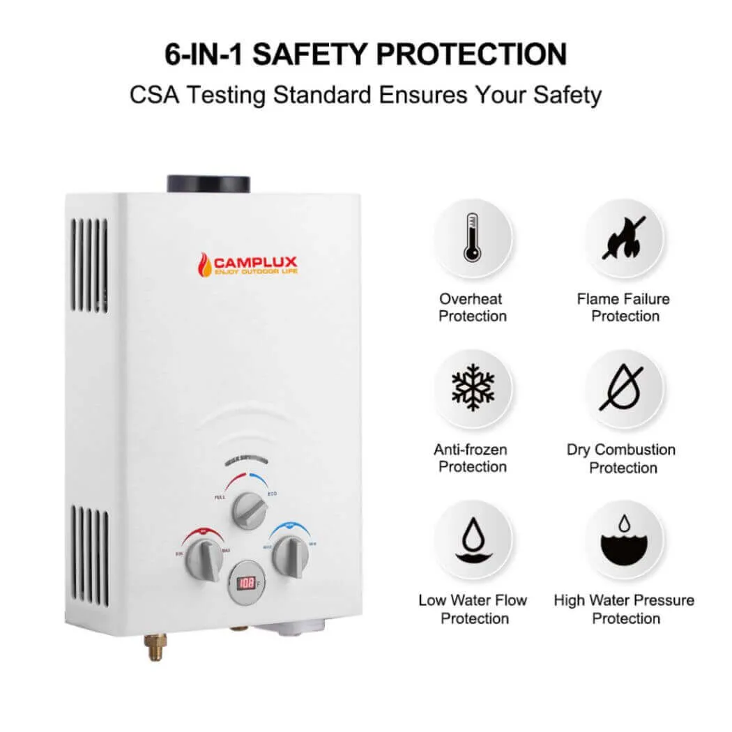 Portable Water Heater, Camplux 1.58 GPM Tankless Gas Water Heater