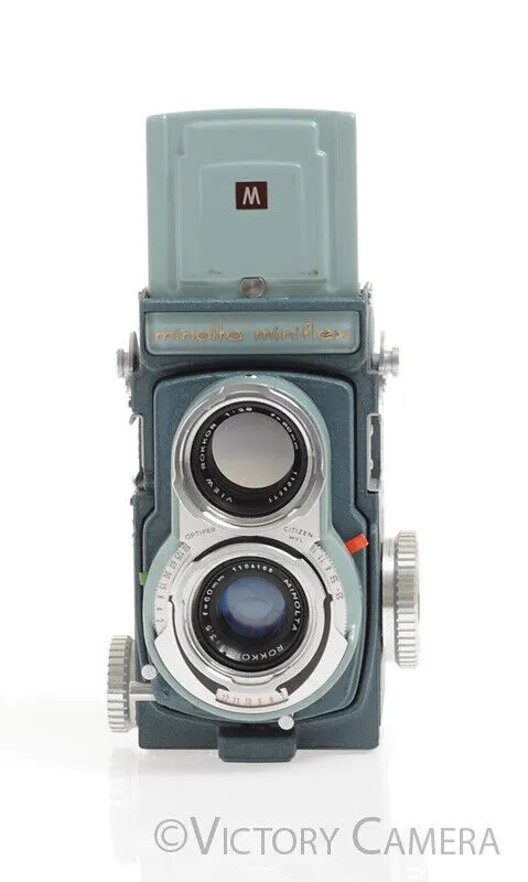 Rare Minolta Miniflex Blue 4x4 TLR Camera w/ Rokkor 60mm f3.5 -Clean in Case-