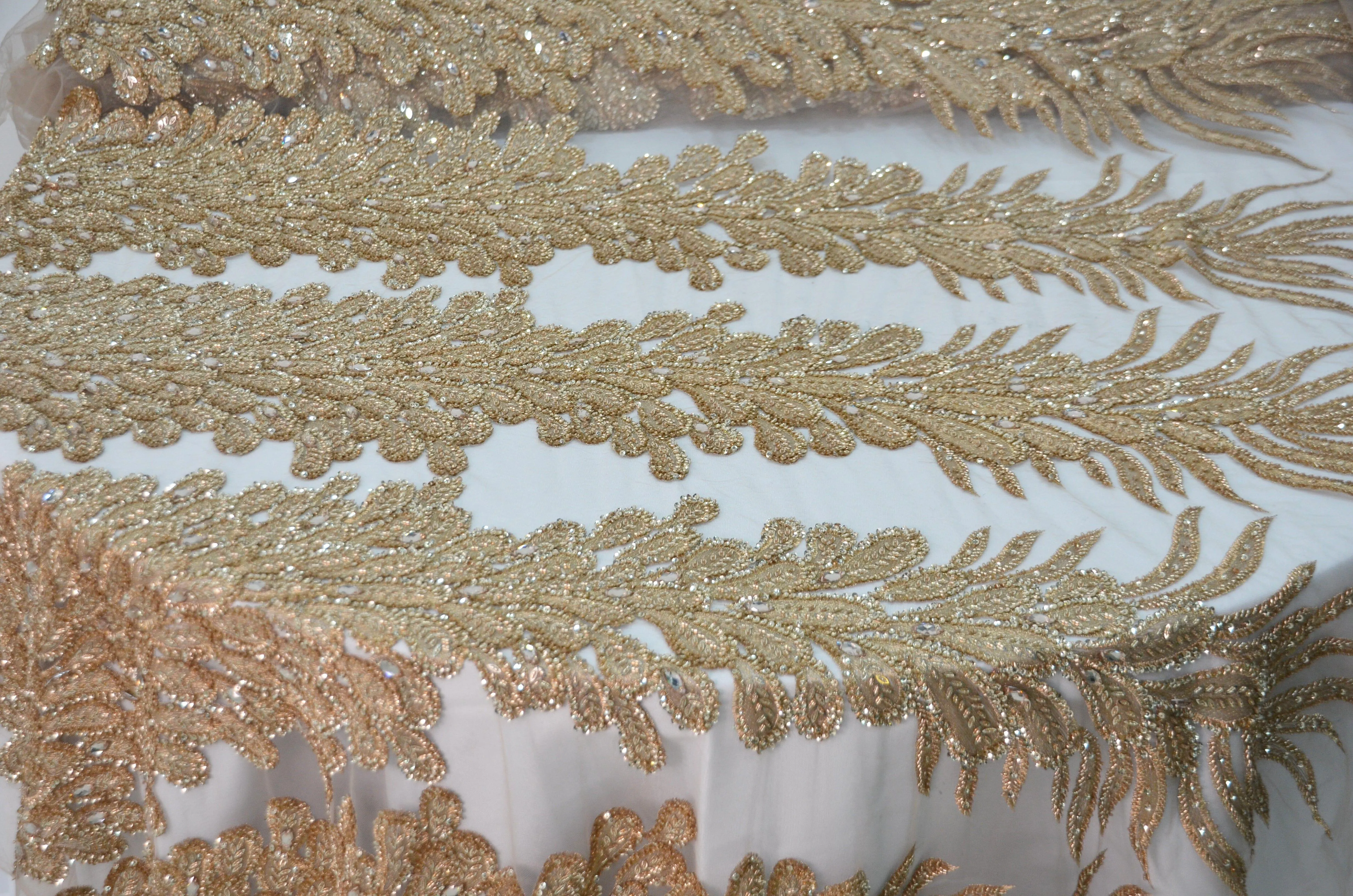 Skin Bridal Lace Fabric | E15170 | Skin Embroidery Lace Fabric | 50" Wide | Wedding Beaded Lace Fabric |