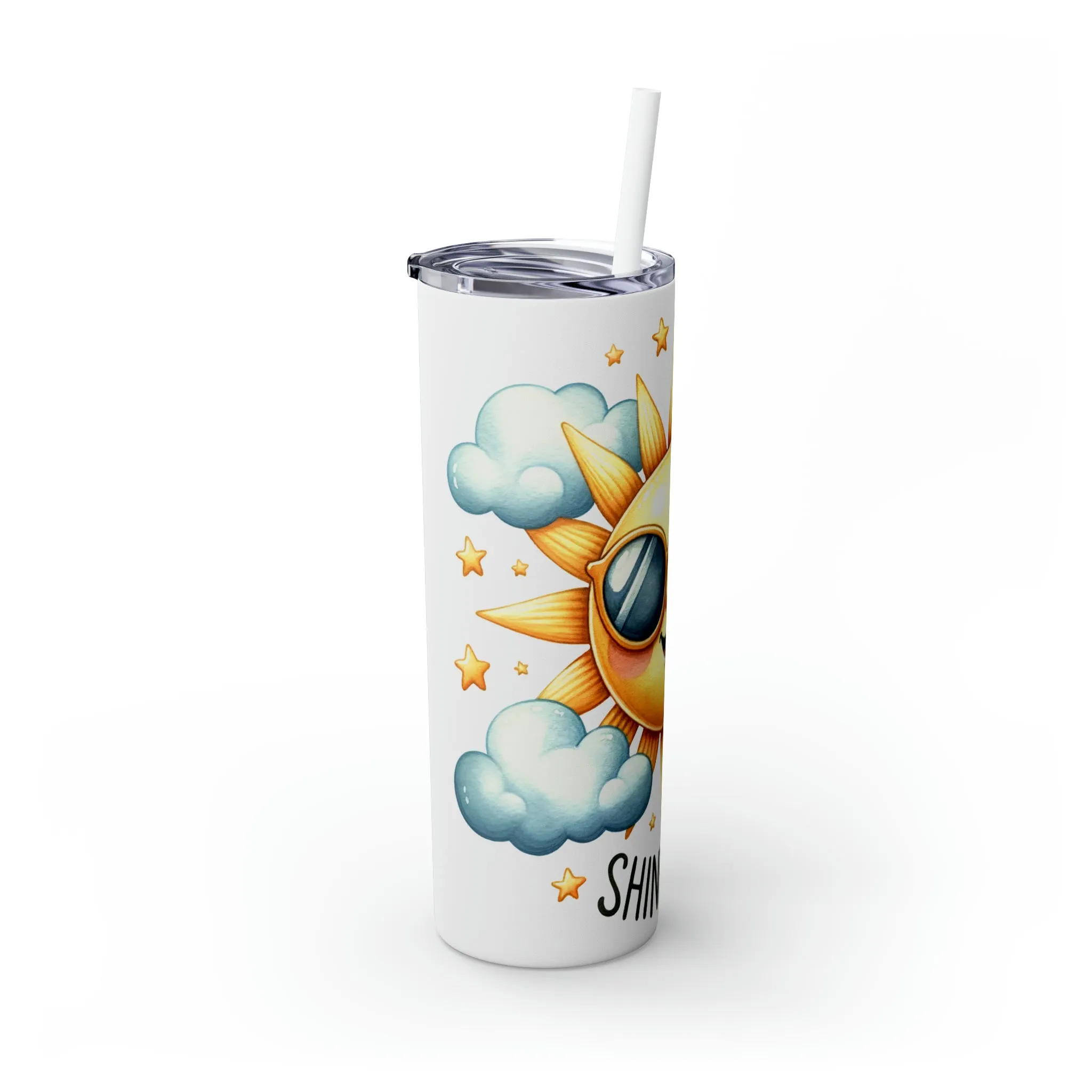 Skinny Tumbler with Straw, 20oz, Sun, Shine On