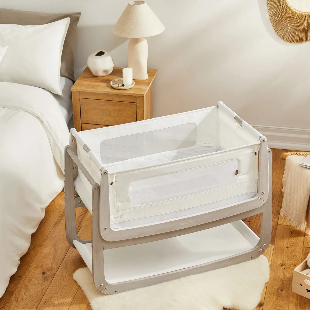 Snuzpod 4 Bedside Crib - The Natural Edit, Silver Birch