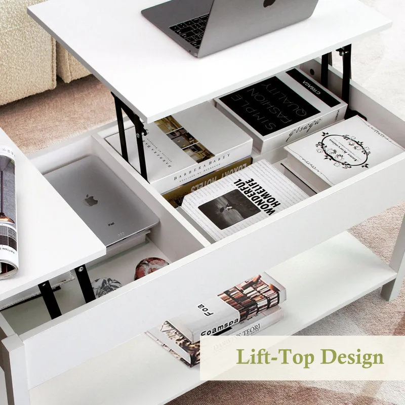 Space-Saving Dual Lift-Top Coffee Table with Hidden Storage