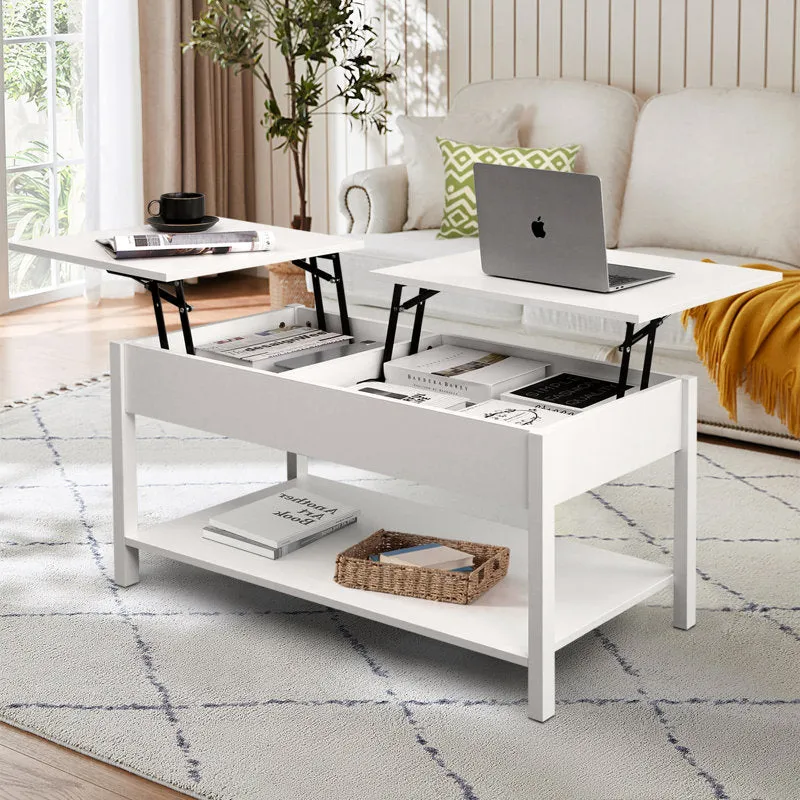 Space-Saving Dual Lift-Top Coffee Table with Hidden Storage