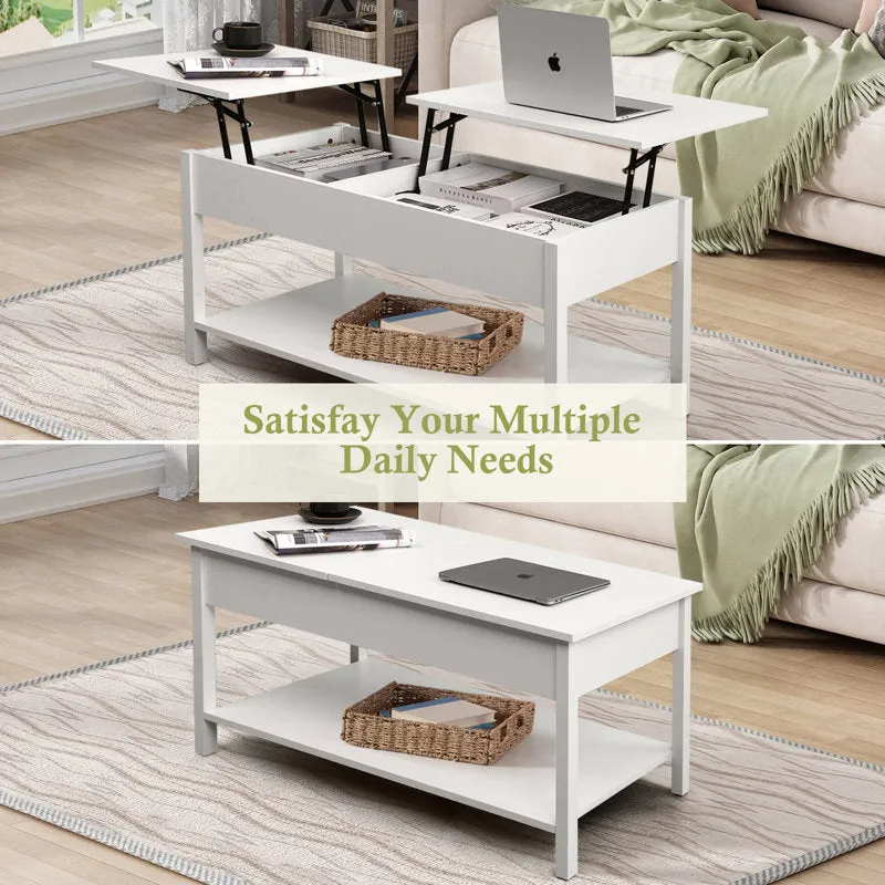 Space-Saving Dual Lift-Top Coffee Table with Hidden Storage