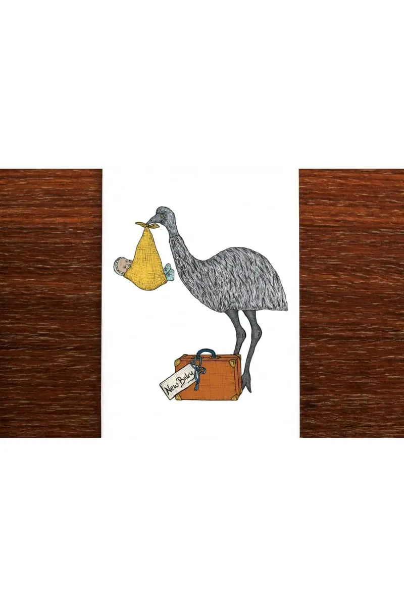 The Nonsense Maker - Greeting Card - Emu With A Baby