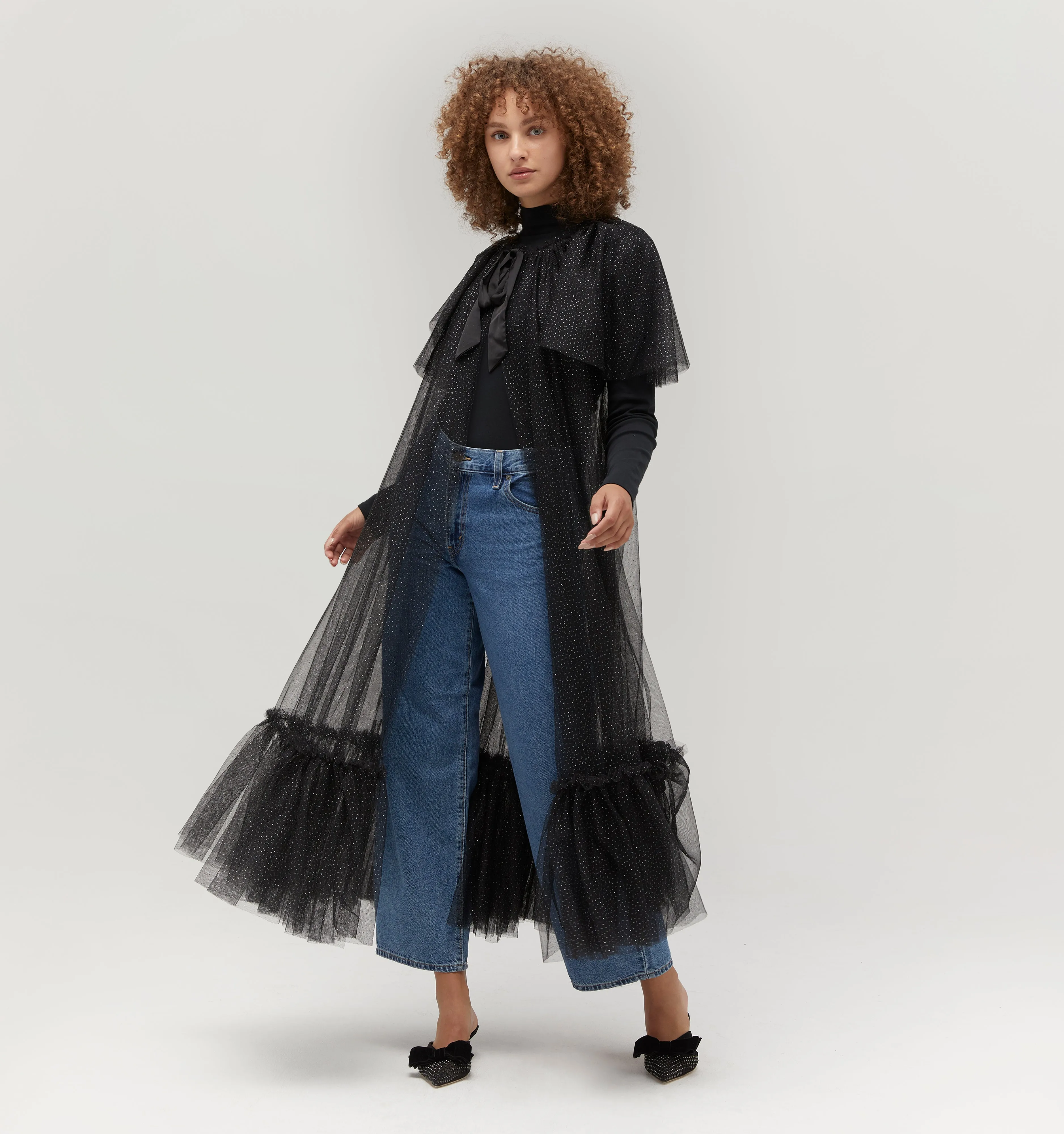 The Tulle Coco Duster - Black Glitter Tulle