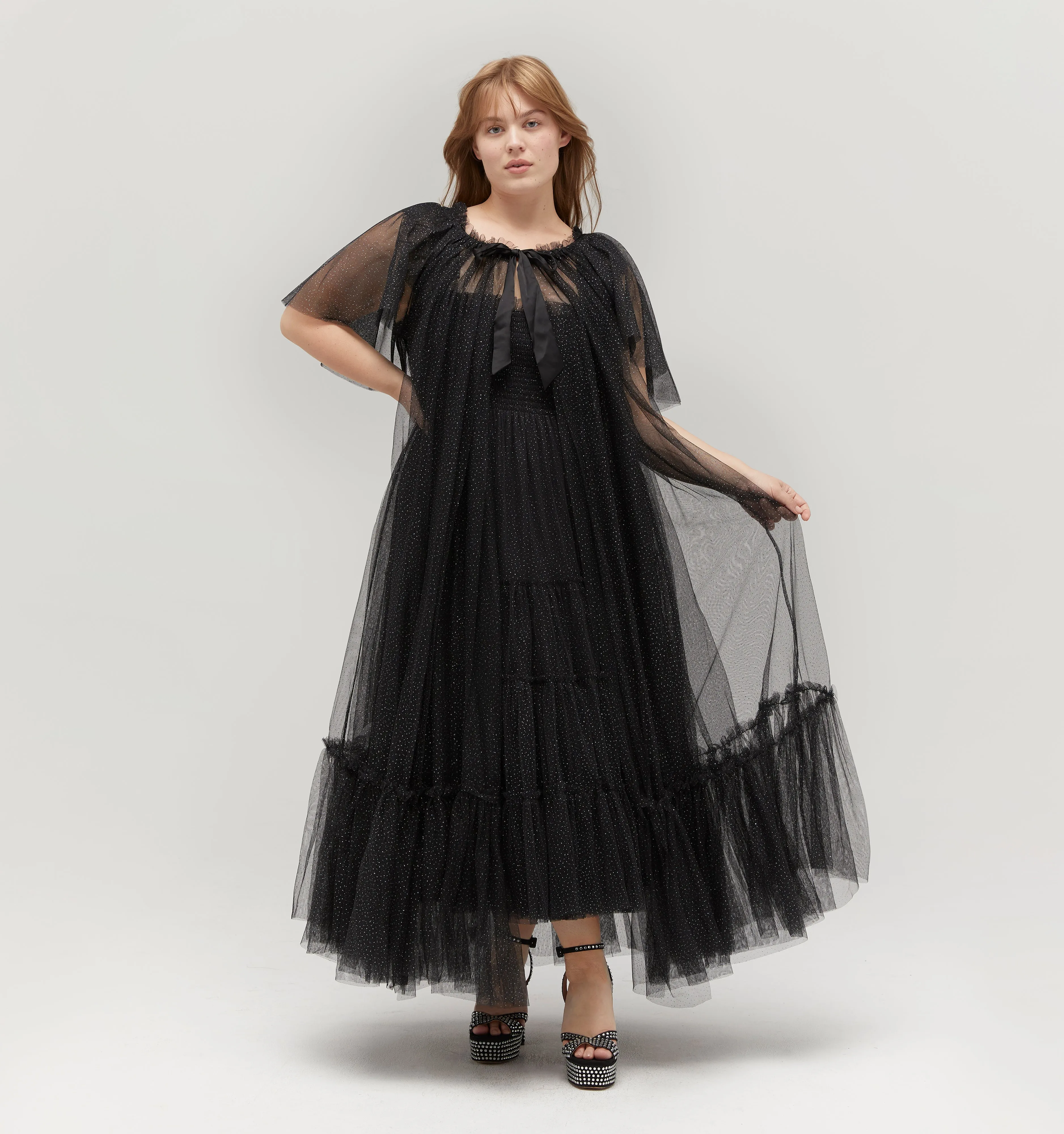 The Tulle Coco Duster - Black Glitter Tulle