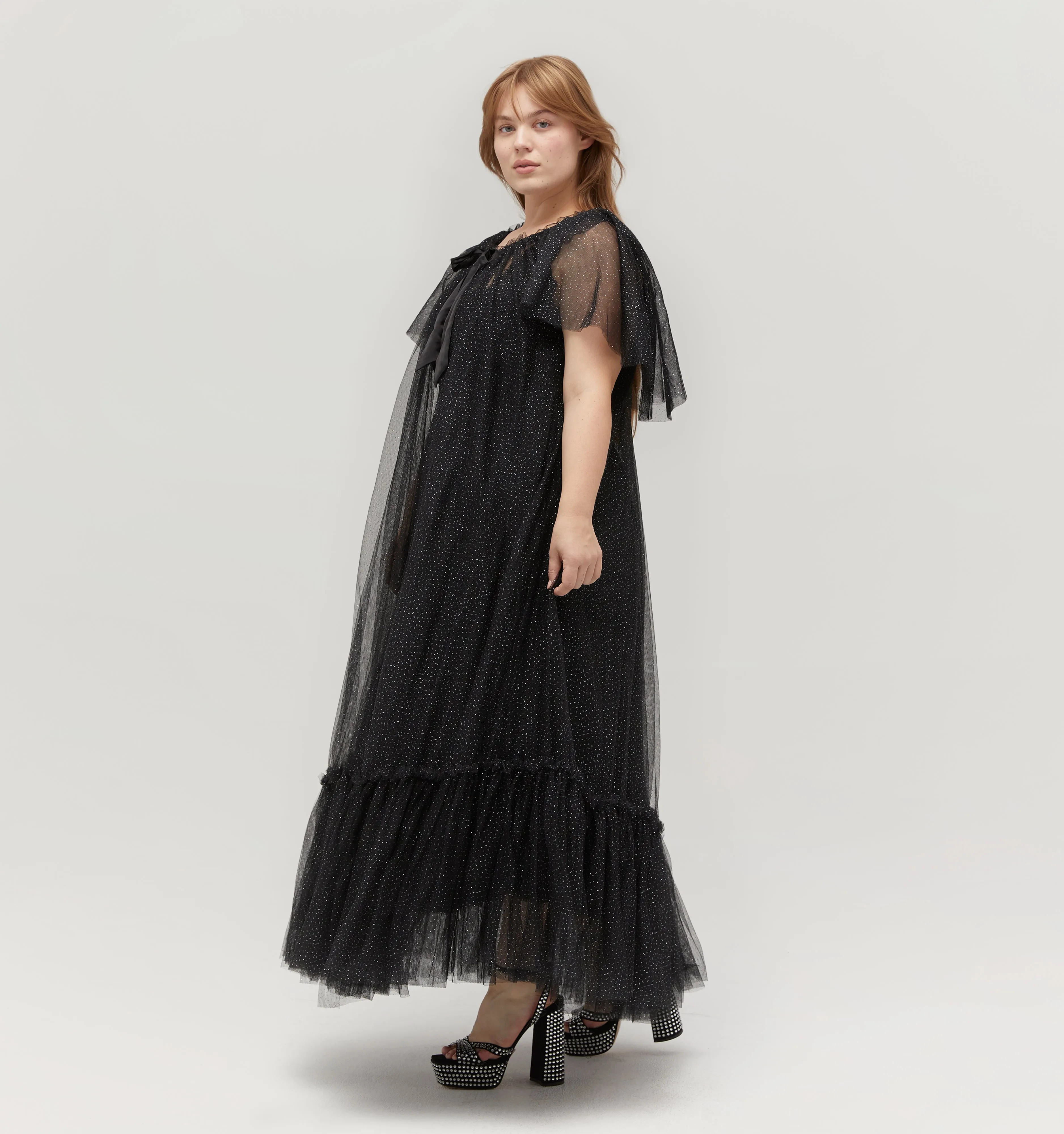 The Tulle Coco Duster - Black Glitter Tulle