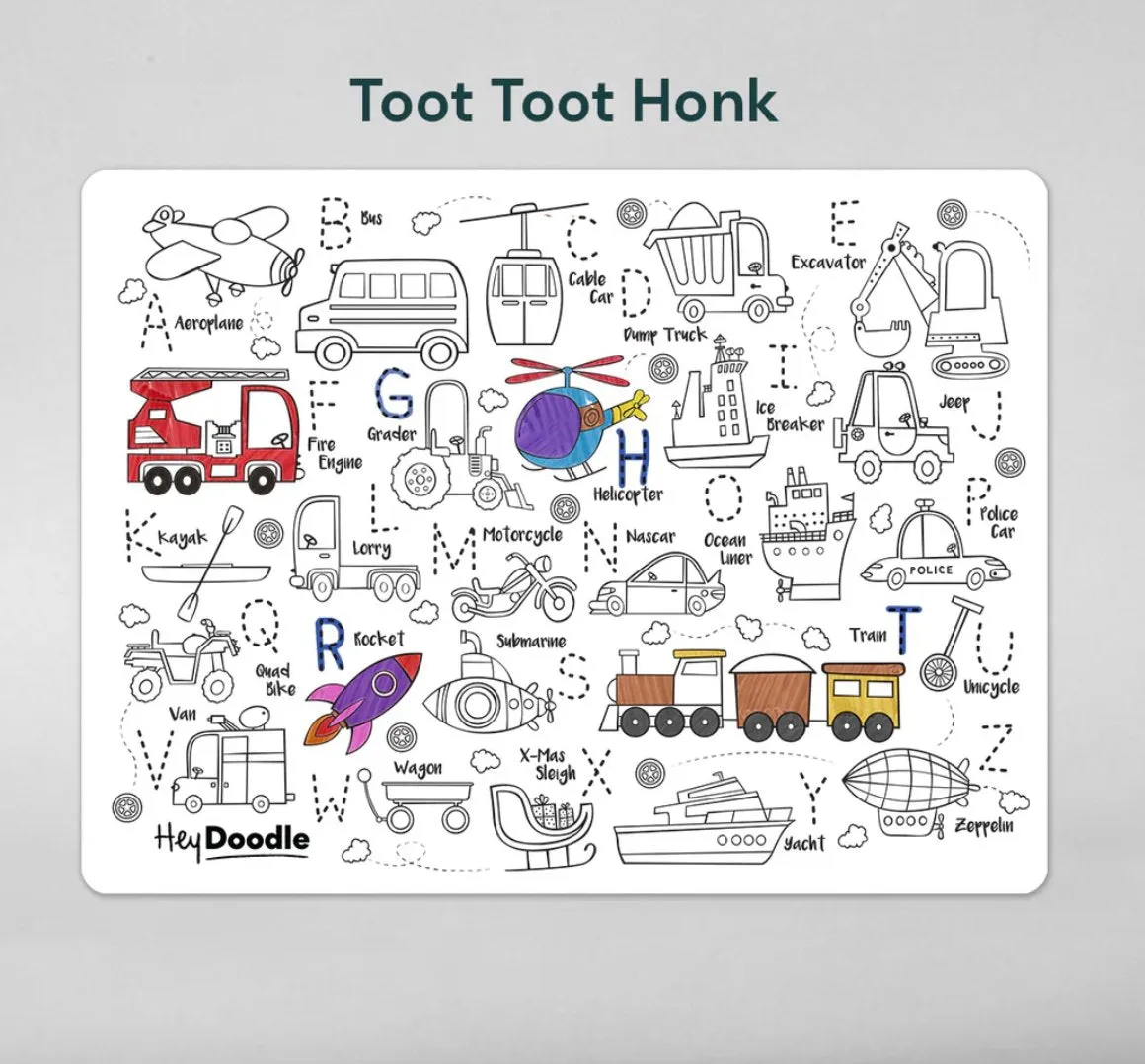 Toot Toot Honk - Hey Doodle Classic Reusable Silicone Drawing Mat